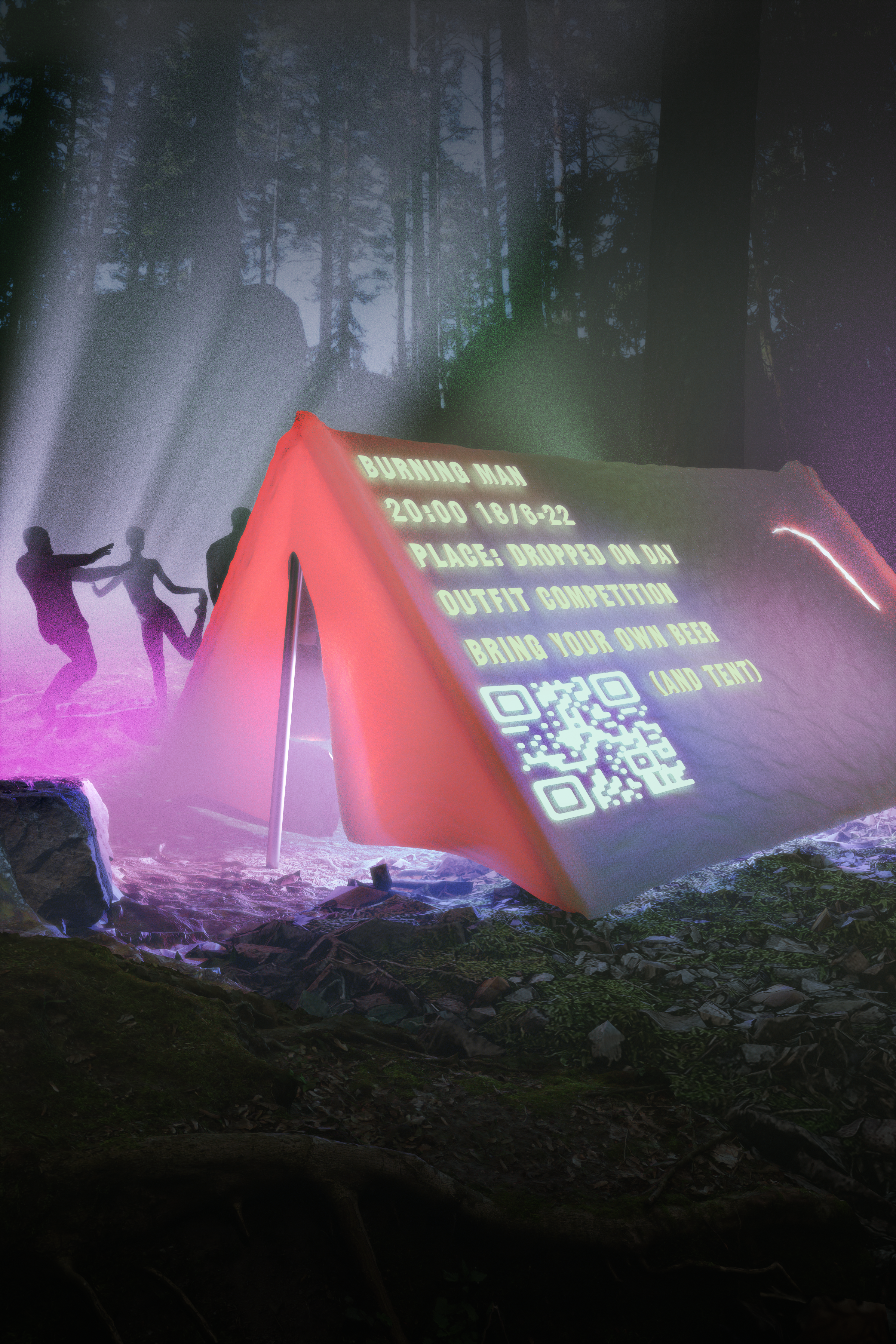 Blender render titled The Burning Man 22.