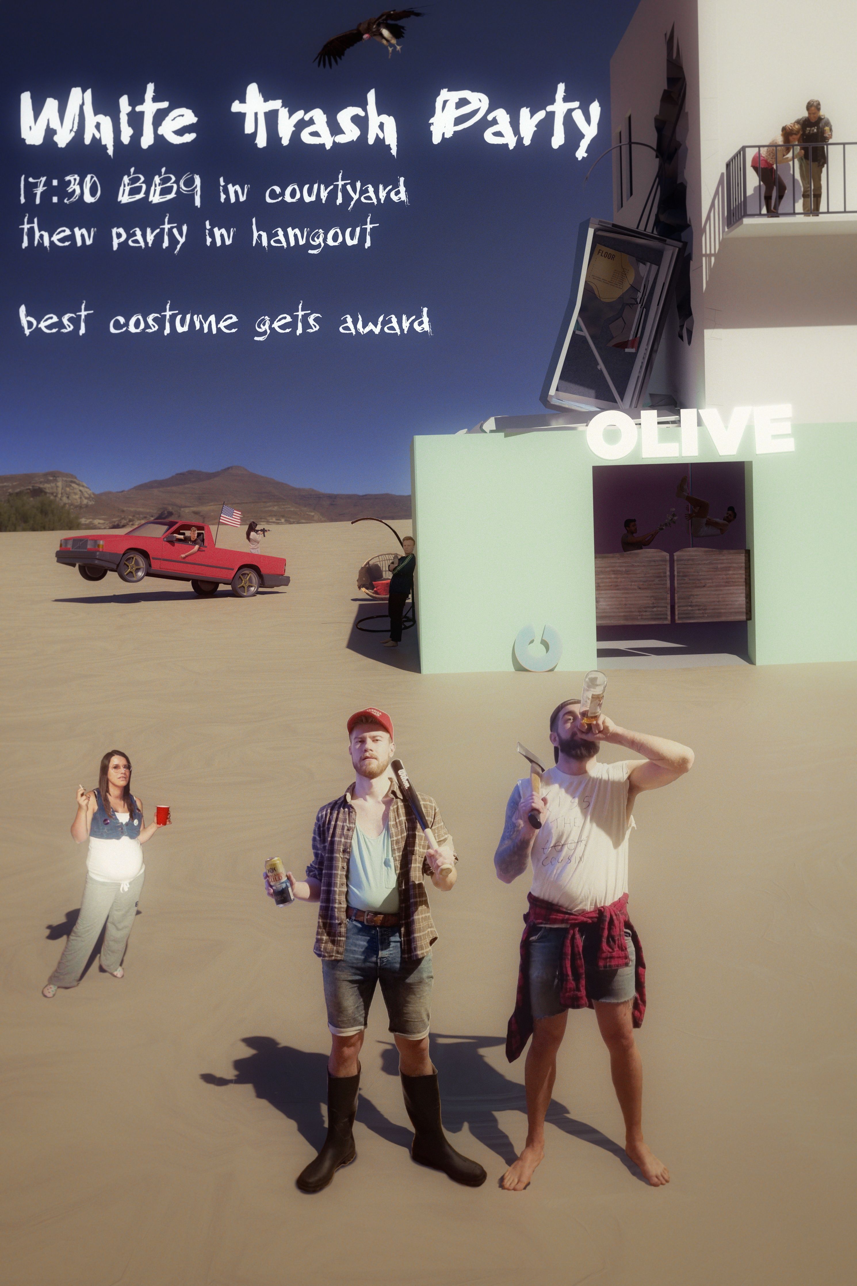 Blender render titled White Trash Party 01.