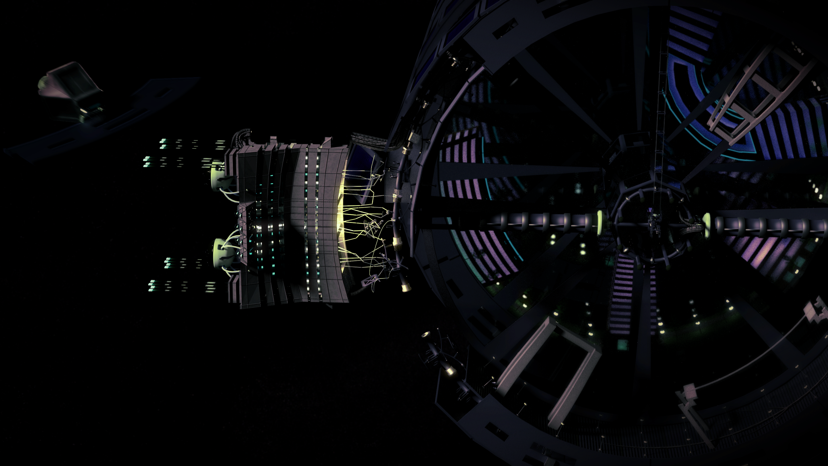 Blender render experimenting with gravity and suspended motion.